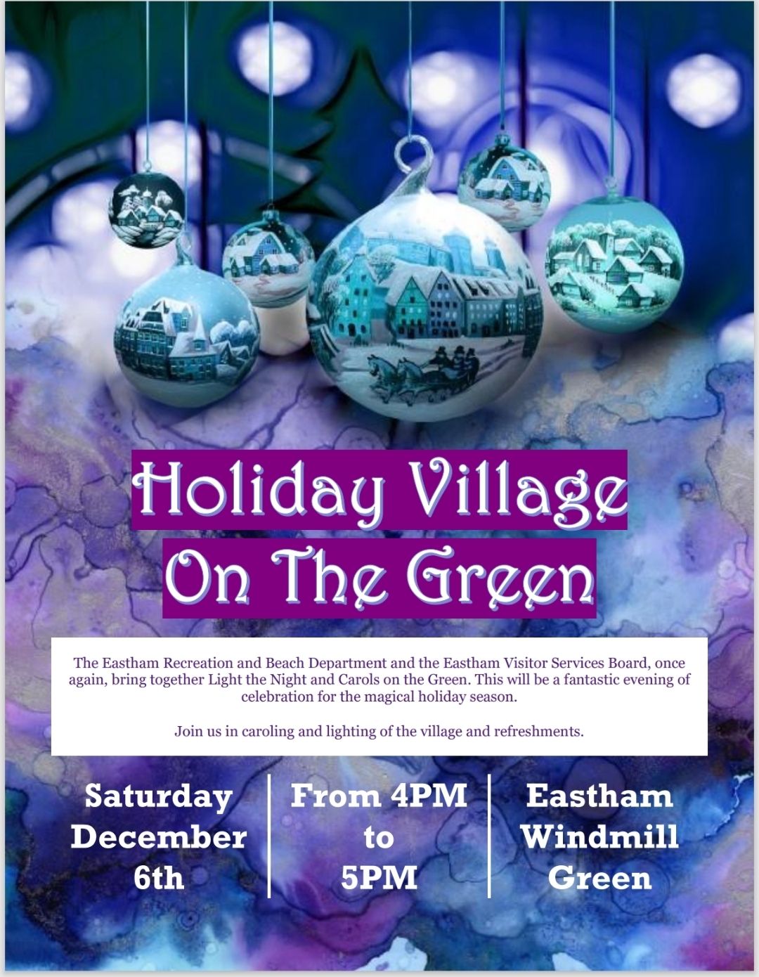 sat 6 dec 2025: holiday village on the green